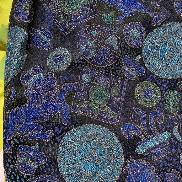 Vintage Guy Laroche France metallic brocade cocktail dress lions unicorns 42 S M - Picture 5 of 15